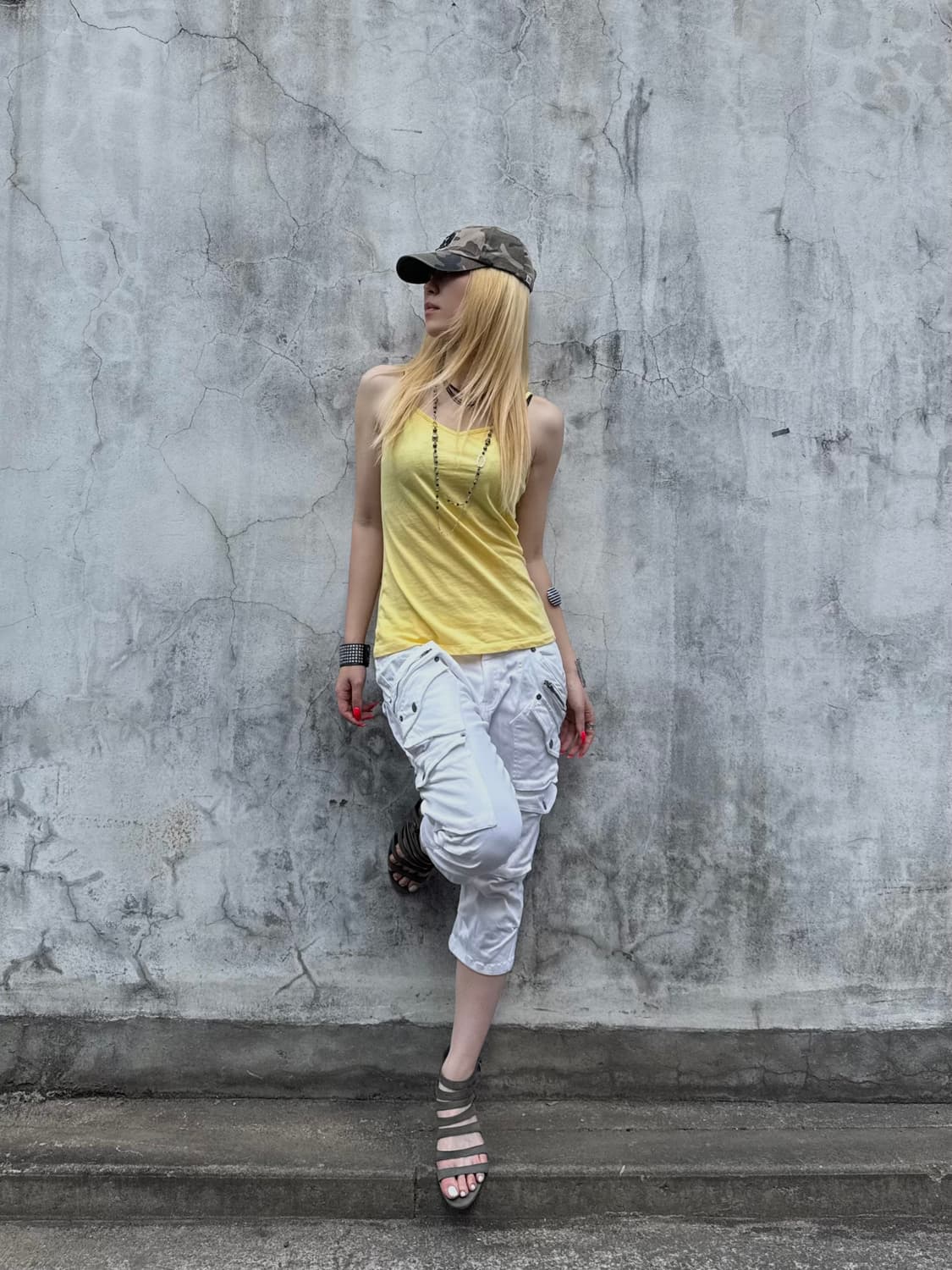 Y2k white zip cargo pants 상품이미지6