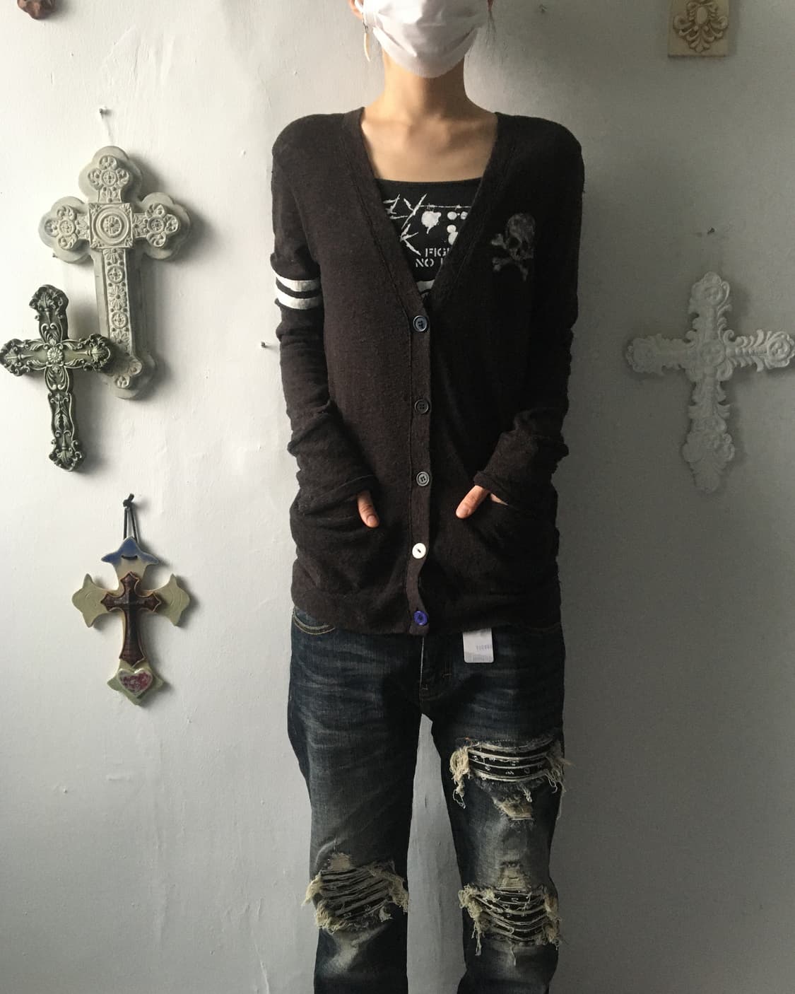 Back skull point cardigan 상품이미지6