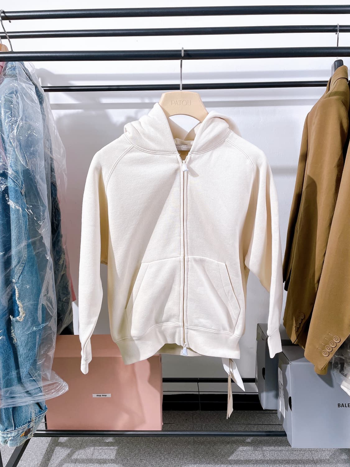 (정품/새상품) 에센셜 피어 오브 갓 기모 베이지 후드 키즈 상품이미지1