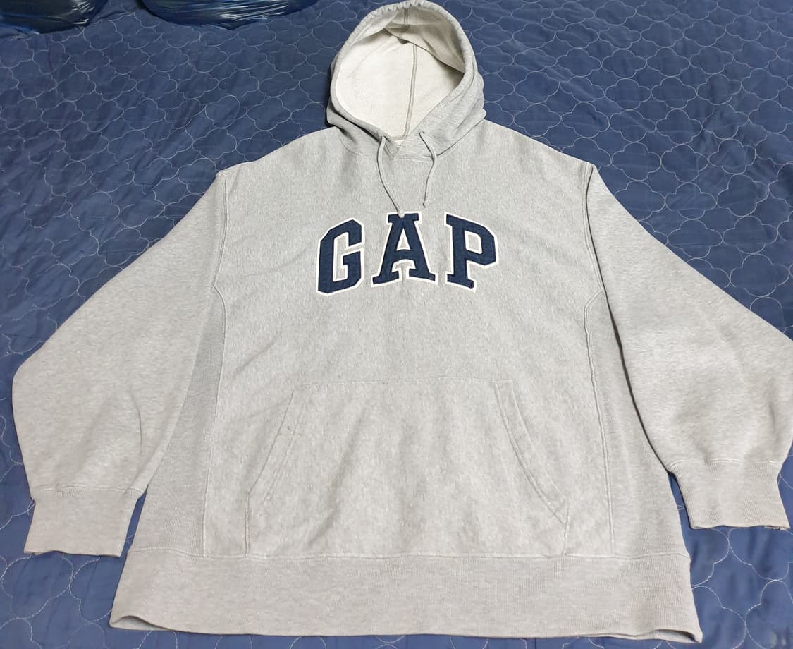 (00s) 갭 올드스쿨 패치 레터링 로고 약기모 후드티 그레이 (M) 상품이미지1