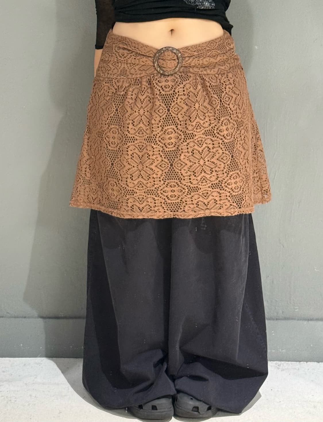 lace belt shirring detail skirt 상품이미지1