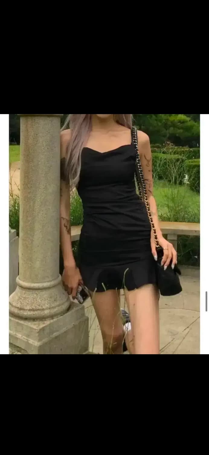 배드레스 새틴 원피스 블랙 상품이미지1