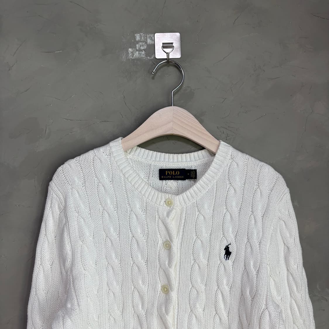 폴로 랄프로렌 꽈배기 니트 가디건 화이트 상품이미지2