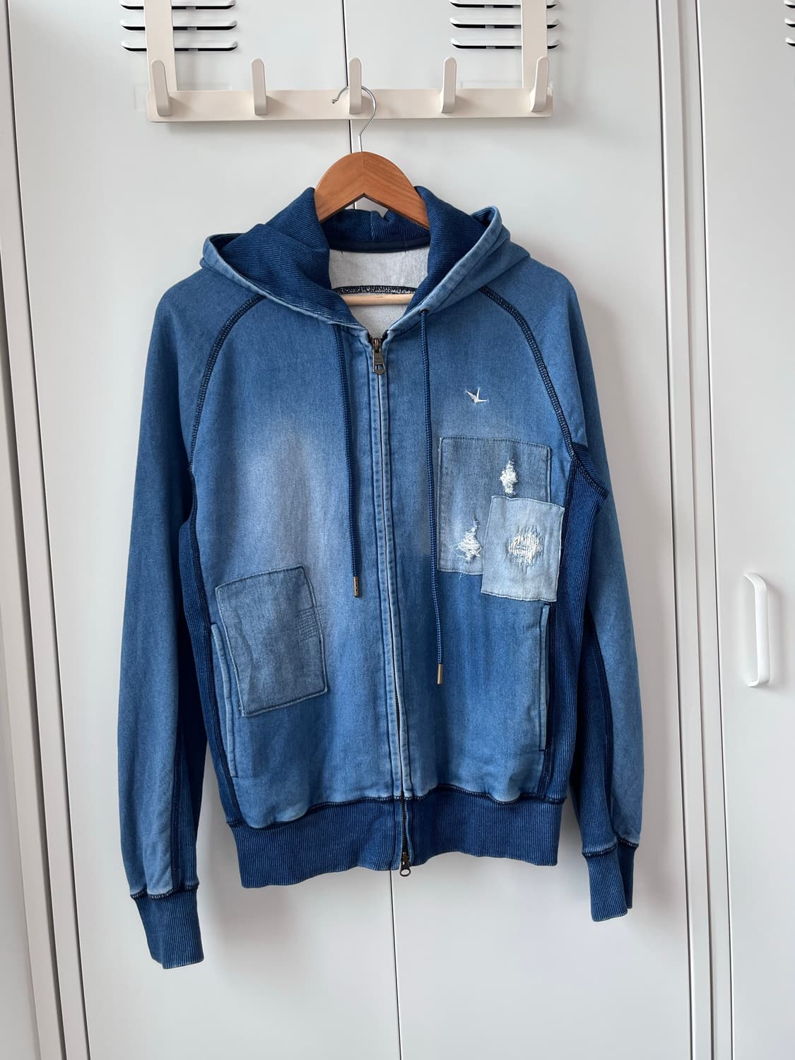 Vintage 데미지 패치 데님 후드집업  상품이미지4
