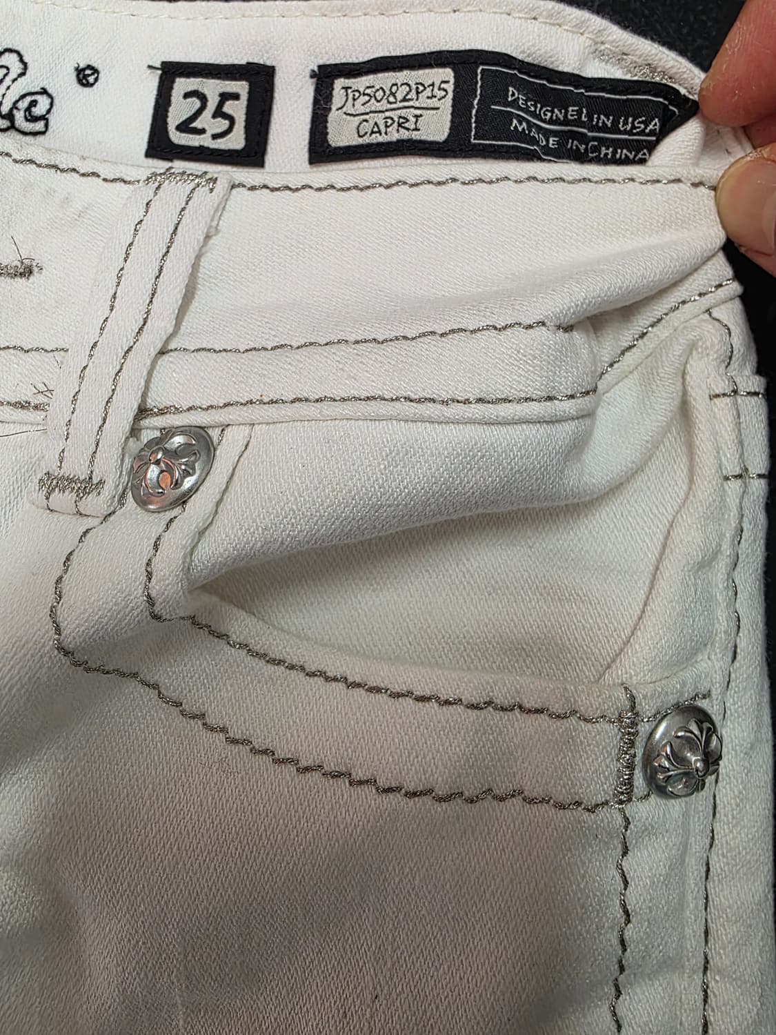 MISS ME 미스미 Y2K 로우라이즈 8부 데님 팬츠 크림진 25 상품이미지2