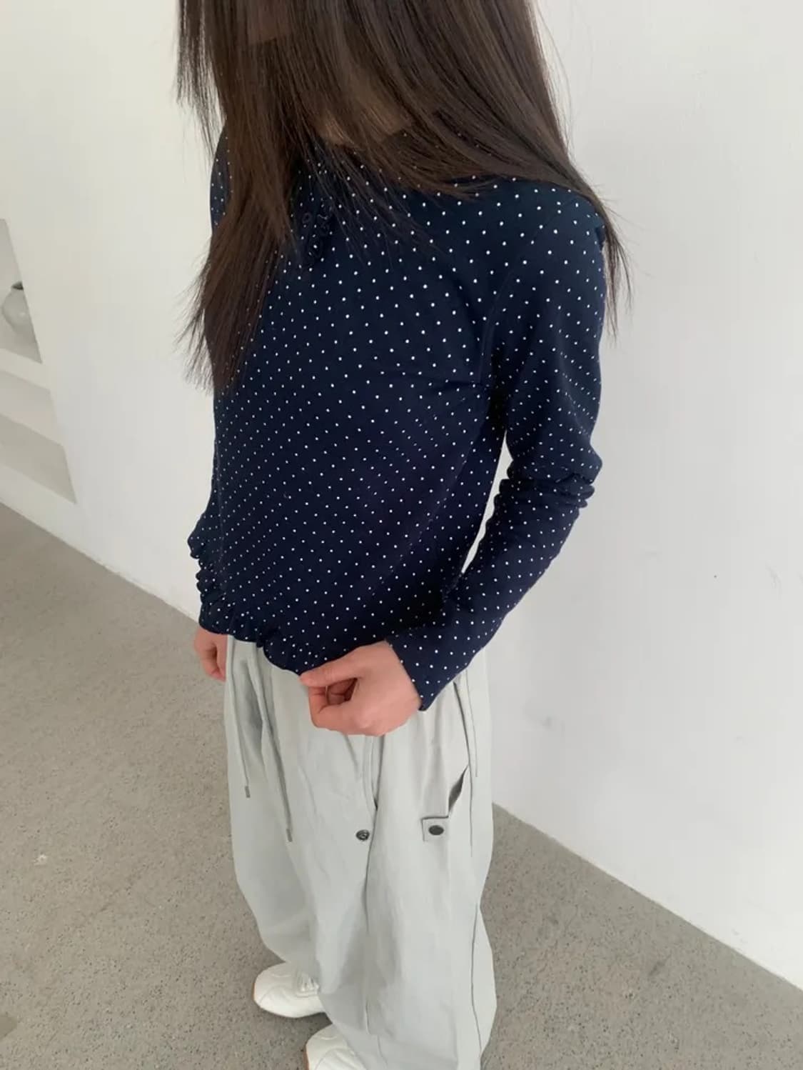 도트 프릴 카라 티셔츠 상품이미지3