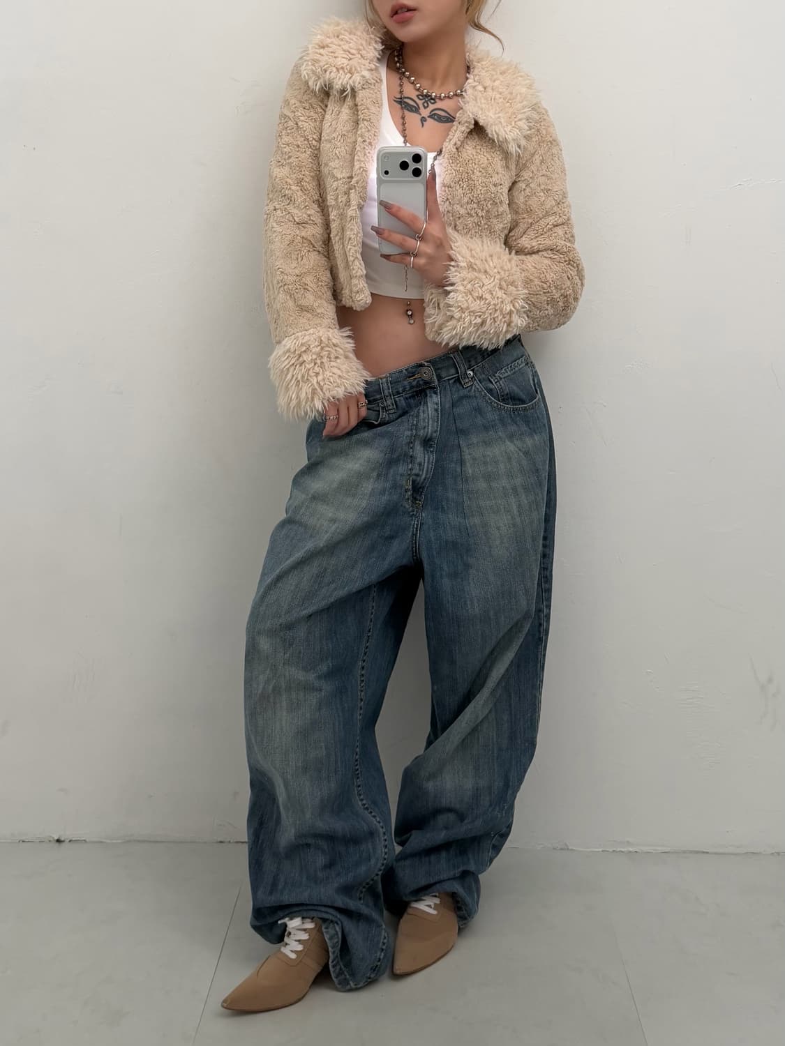 와이드 워싱 중청 팬츠  상품이미지1