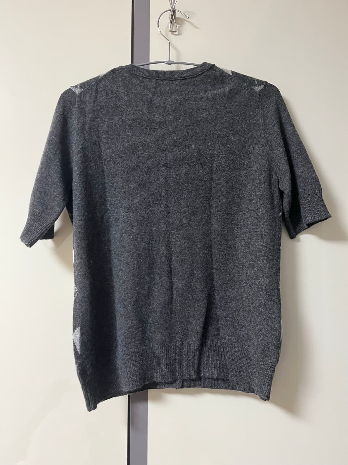 TWEED 아가일 캐시미어 반팔 가디건 상품이미지3