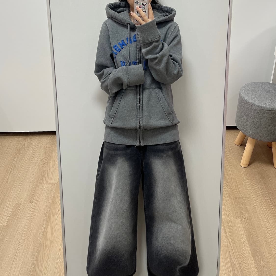 아베크롬비 자수로고 그레이 후드집업 105 상품이미지1