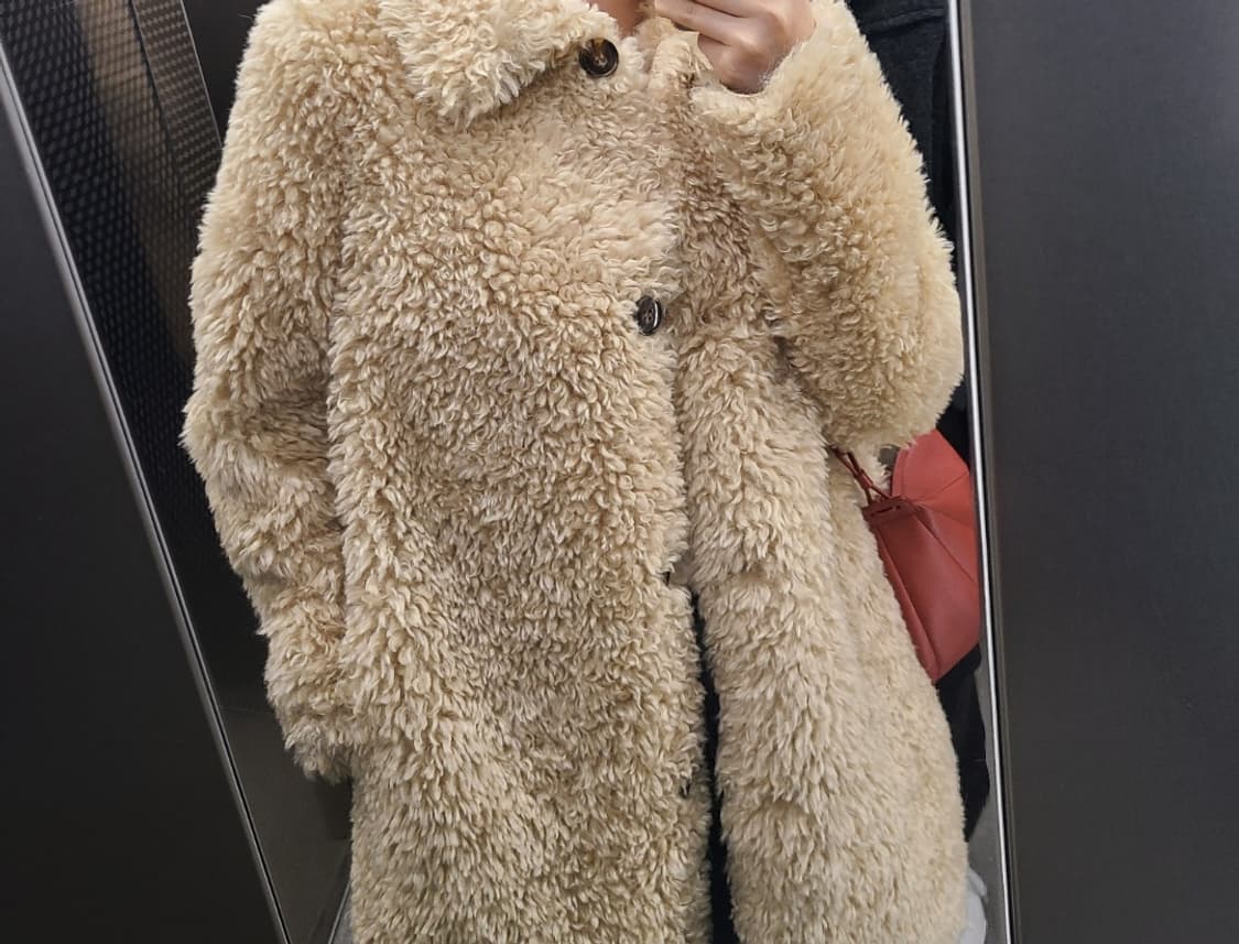 자라 테디 뽀글이 코트 에코퍼 코트 베이지 m 상품이미지3