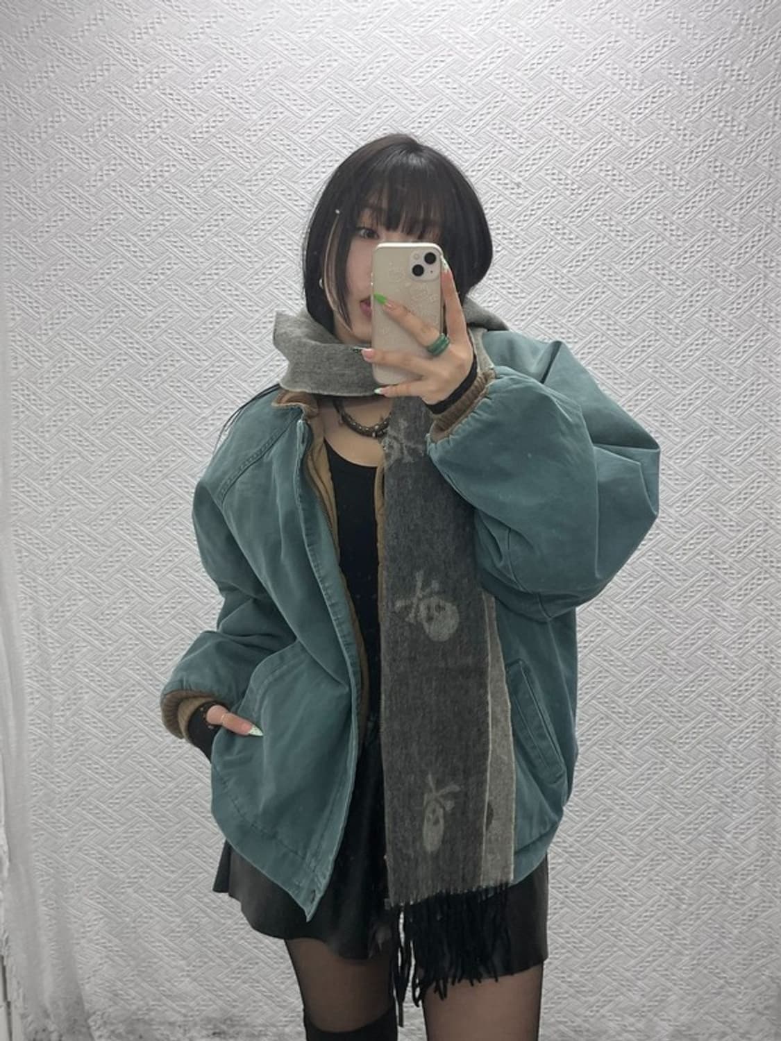 BYTU 스트릿 펑크 고딕 스컬 울 목도리 C09037 상품이미지1