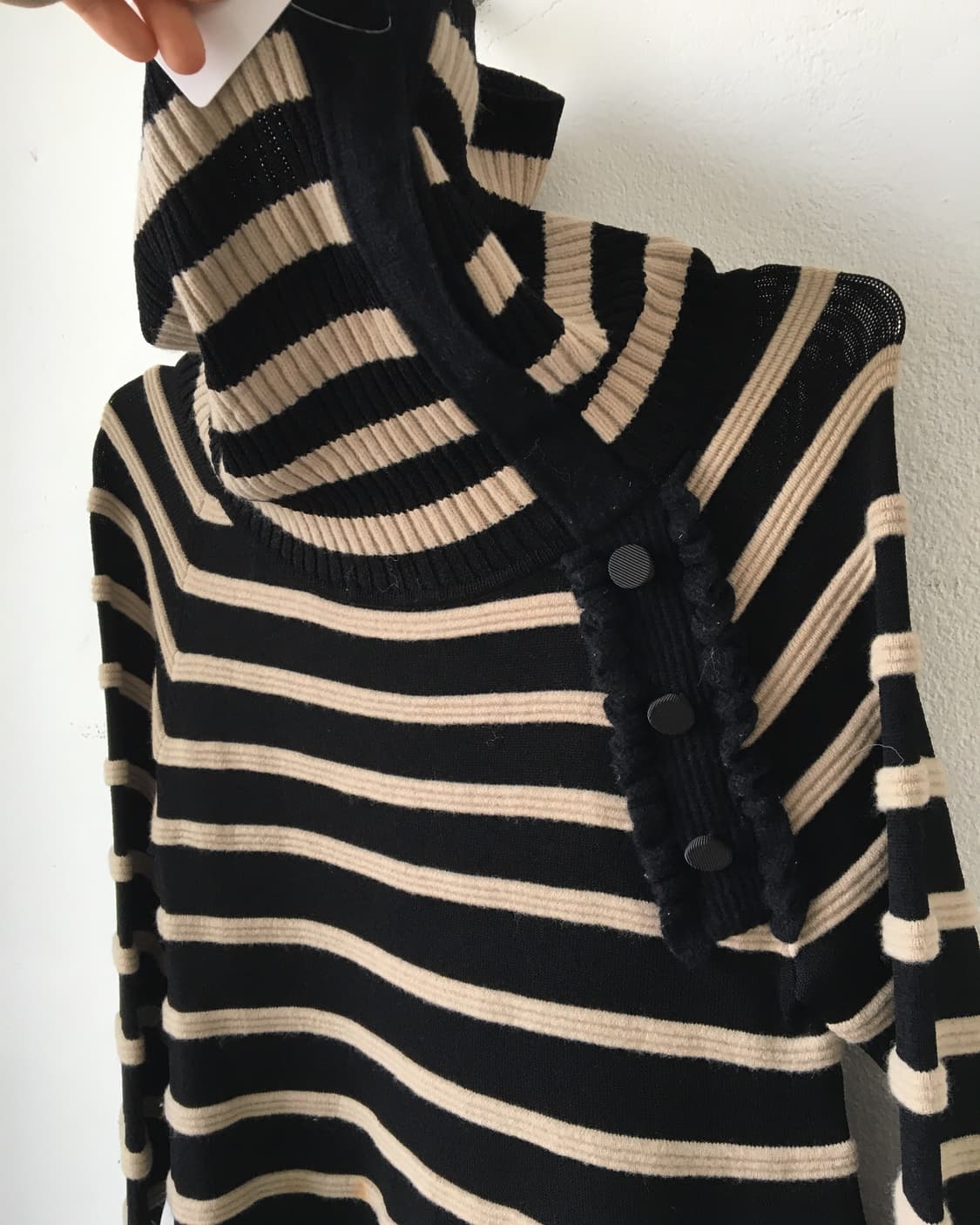 Button point high neck stripe pattern kn 상품이미지4