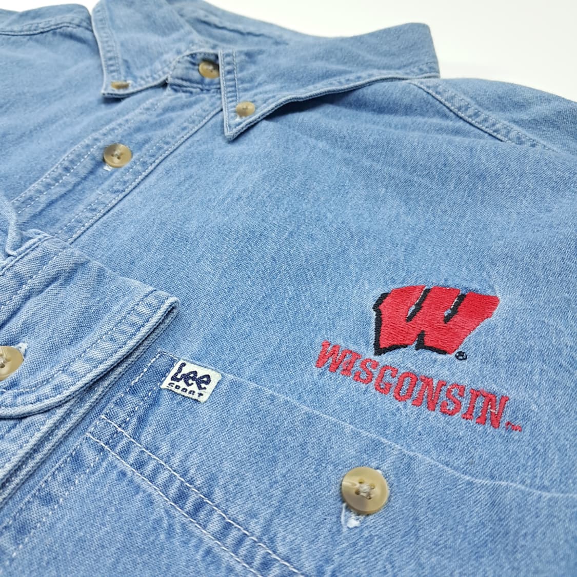 CL645 XL 리 스포츠 90s 위스콘신 버튼다운 데님 셔츠남방 상품이미지4