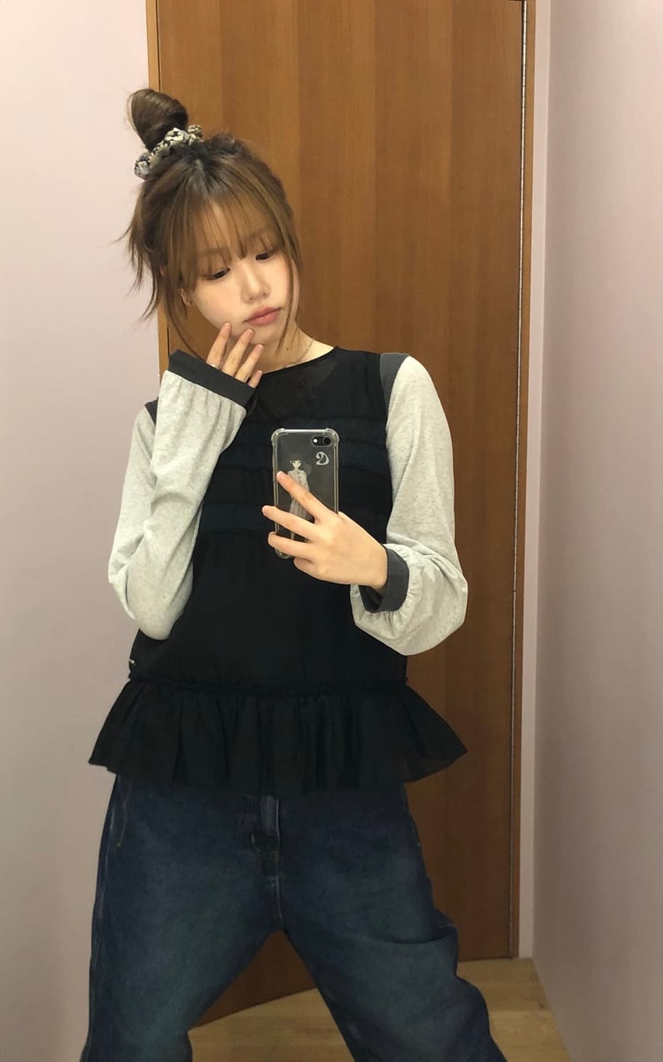 코이세이오 쉬어 레이어드 슬리브리스 블랙 sheer layered 상품이미지1