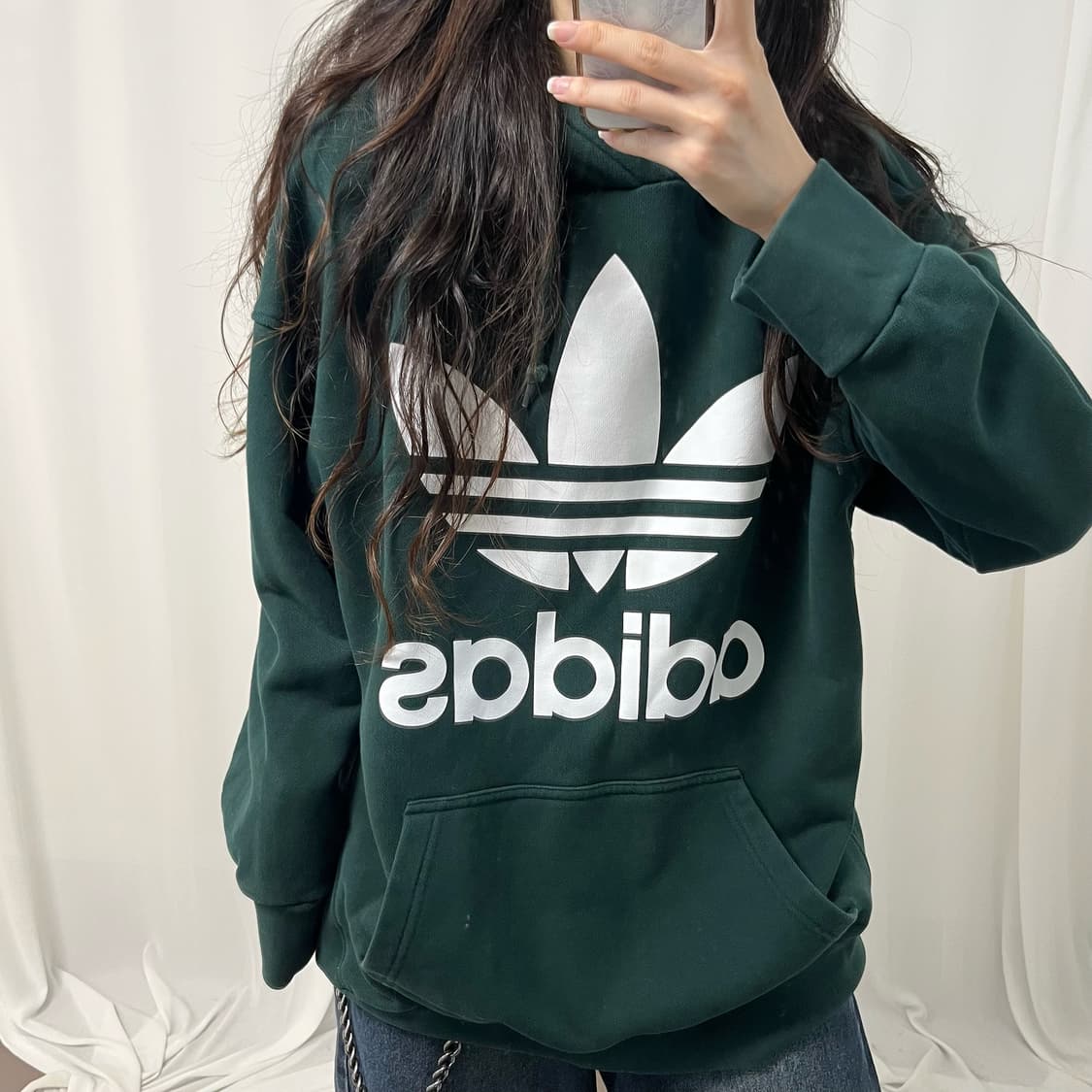 Adidas deep green Trefoil hoodie 상품이미지3