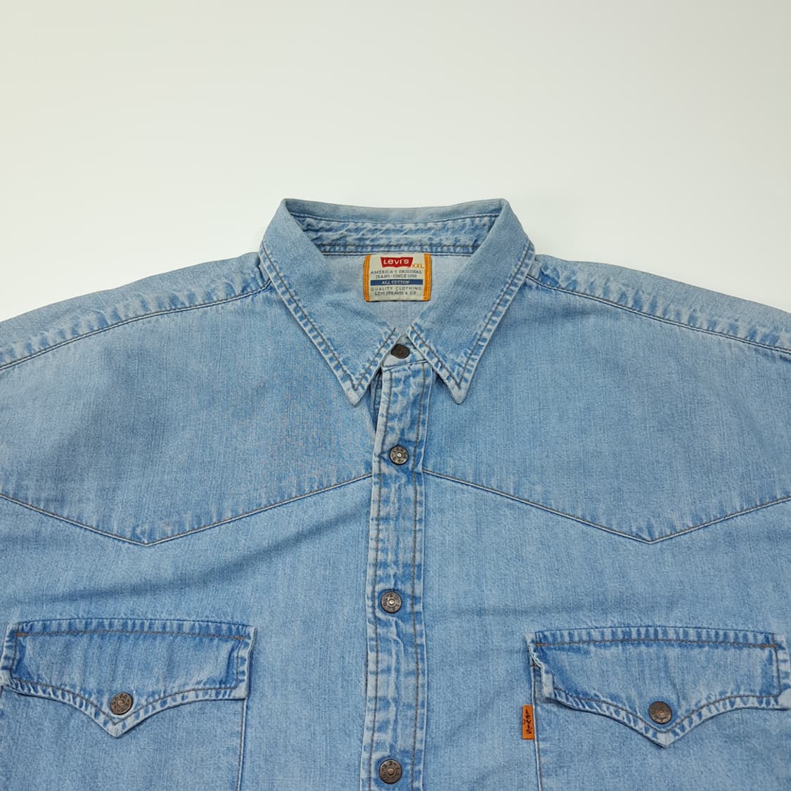 CL700 2XL 리바이스 90s 오렌지탭 웨스턴 연청 데님 셔츠 상품이미지2