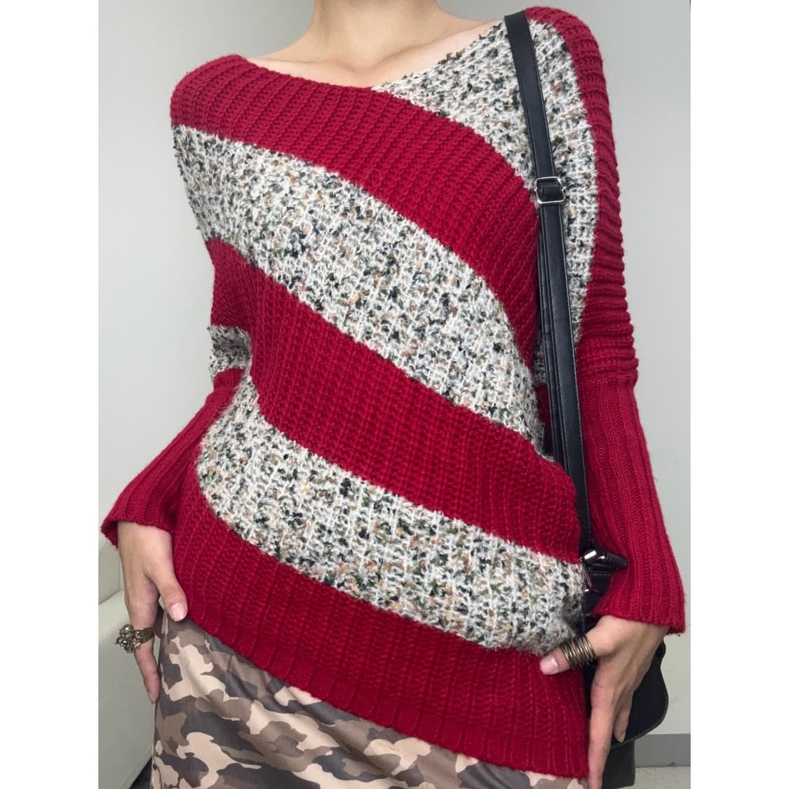 빈티지 레드 니트 스웨터 상품이미지1