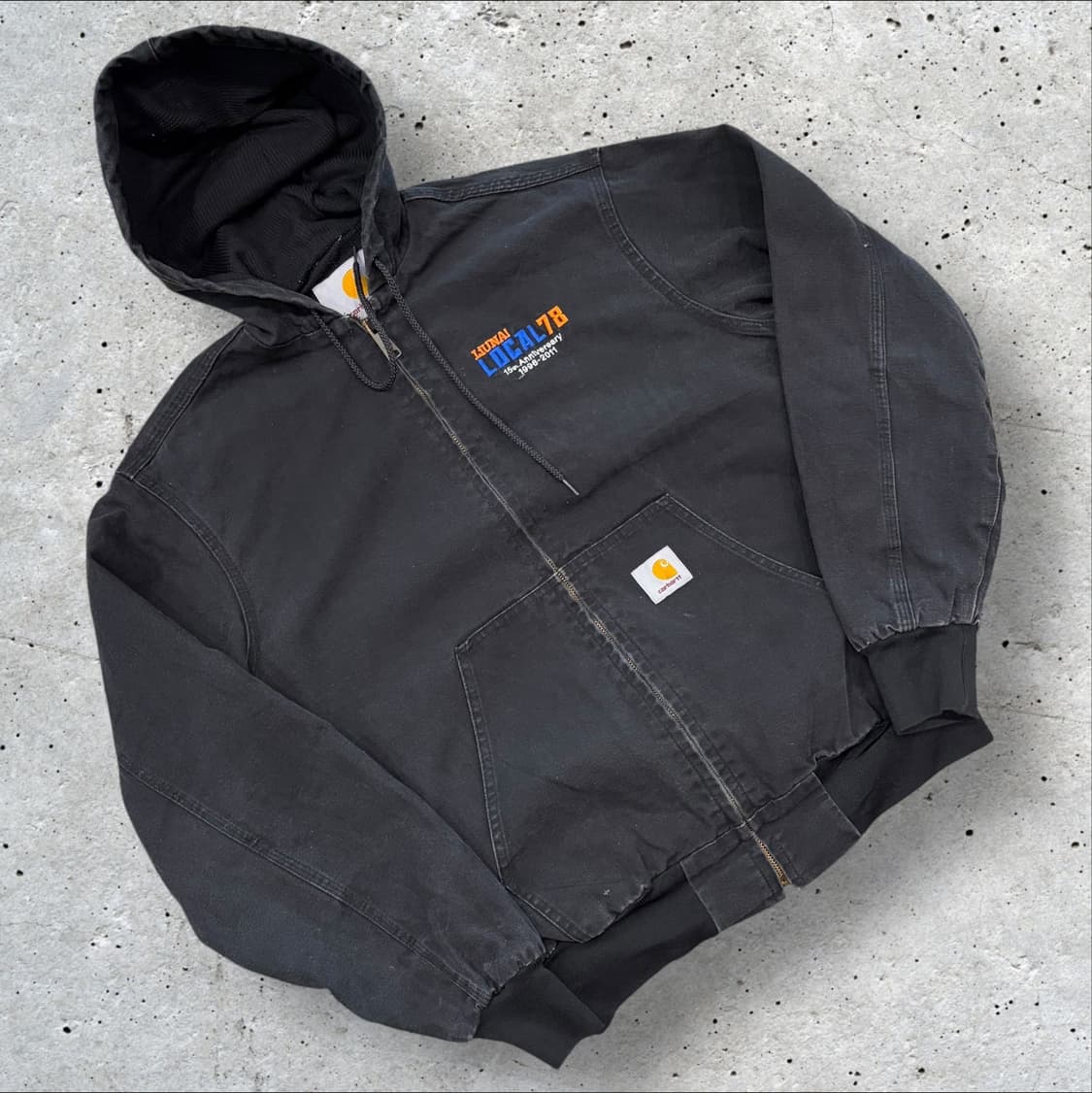 [XL] 칼하트 빈티지 자수 후드 워크 자켓 블랙 C483 상품이미지1