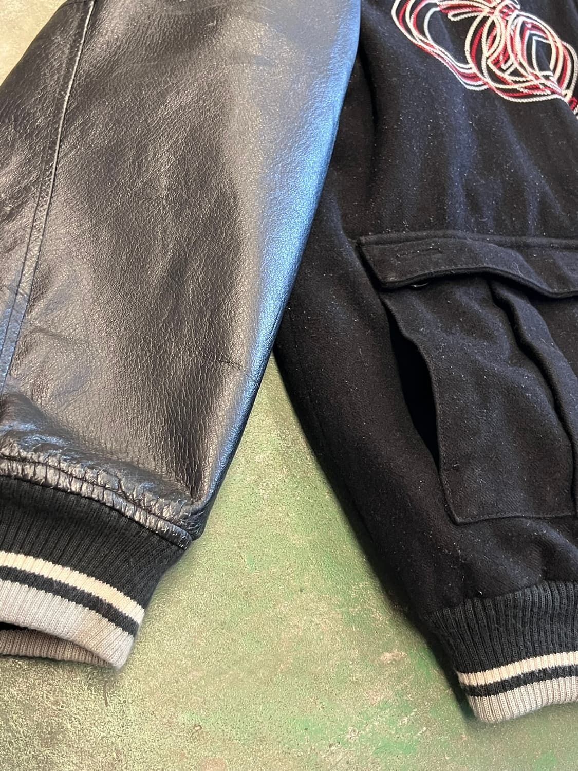 90's 빈티지 바시티 레더 슬리브 USA 자켓 상품이미지5