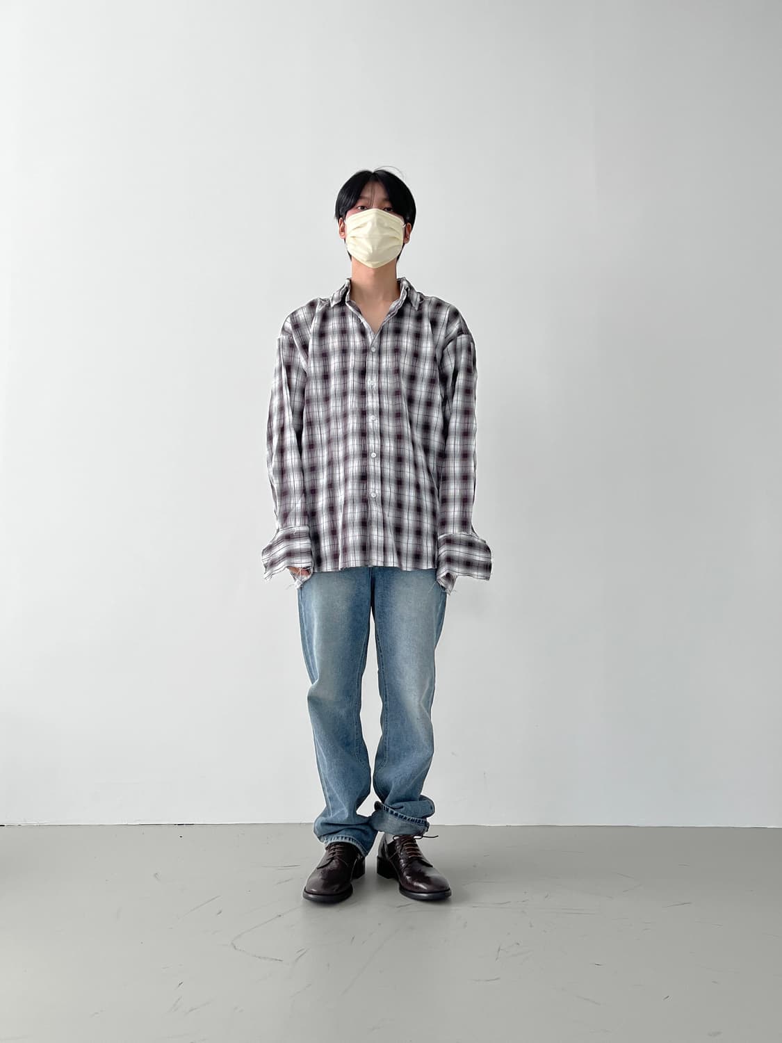 데미지 체크 셔츠 (유니섹스) 상품이미지3