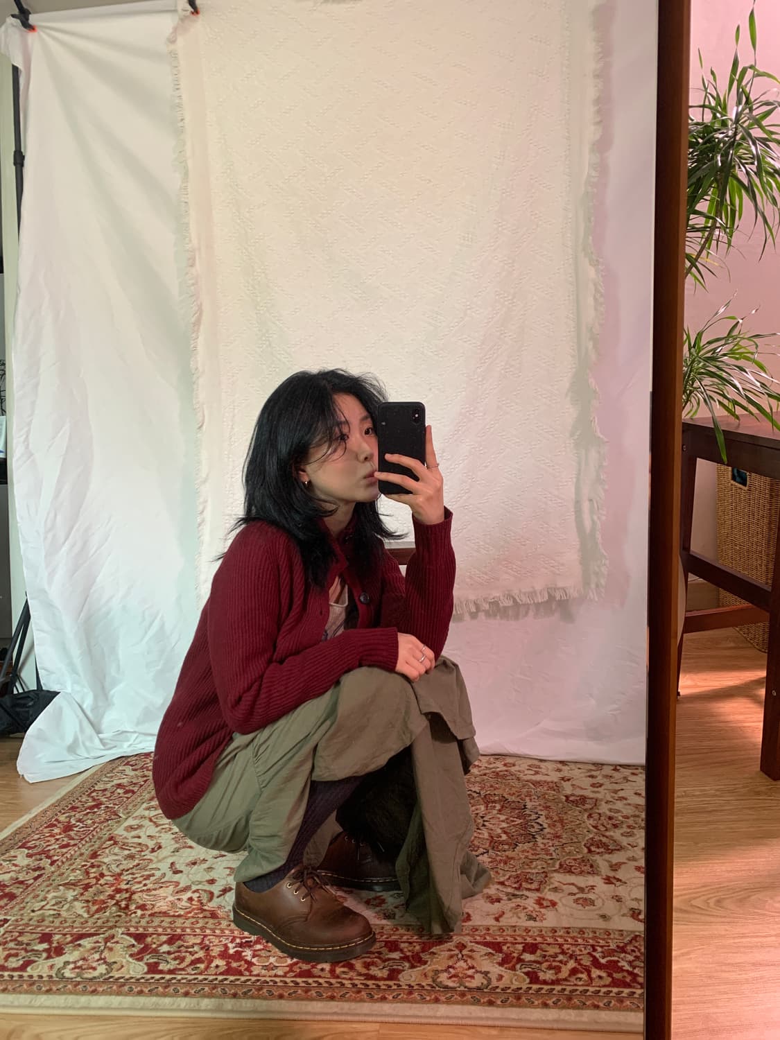 와인 니트 가디건 상품이미지1