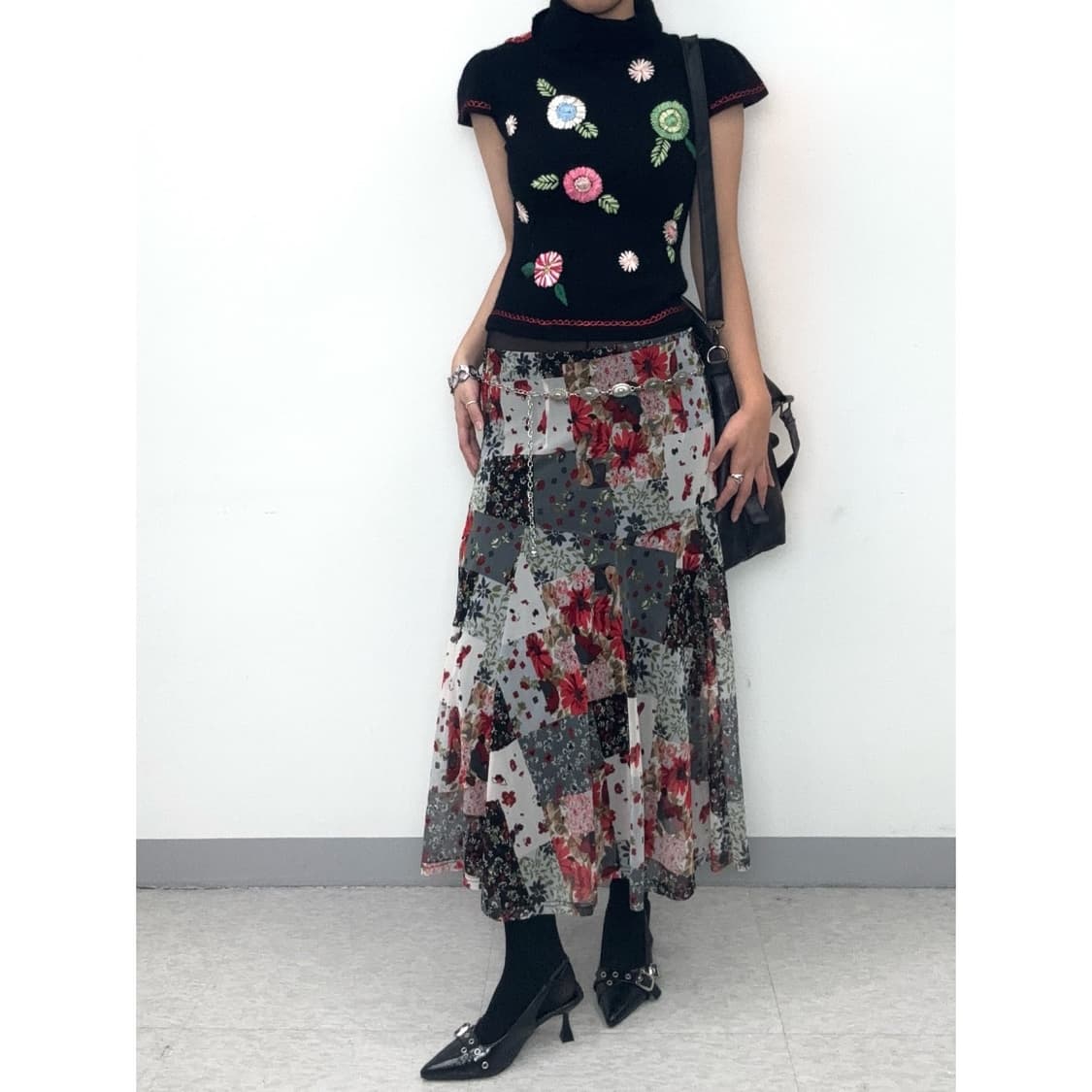 빈티지 레드 오리엔탈 스커트 상품이미지2