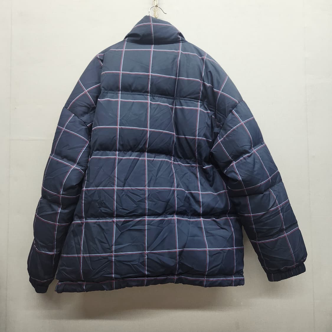 후아유 바시티 체크 푸퍼 덕다운 스트링패딩 S(L) 남여공용 상품이미지4