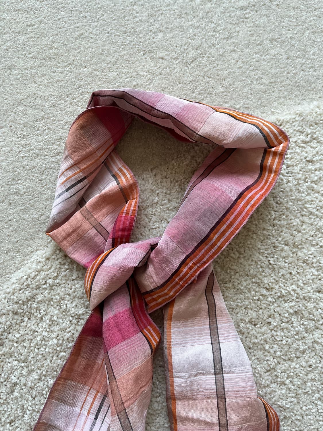 셔터 린넨 실크 체크 스카프  상품이미지3