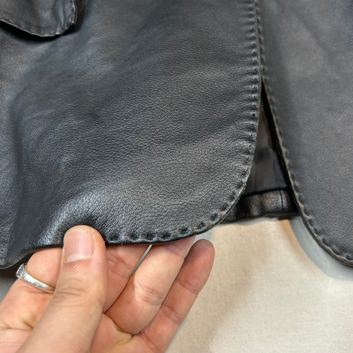 XL) 빈티지 양가죽 리얼 레더 블레이저 자켓 상품이미지5