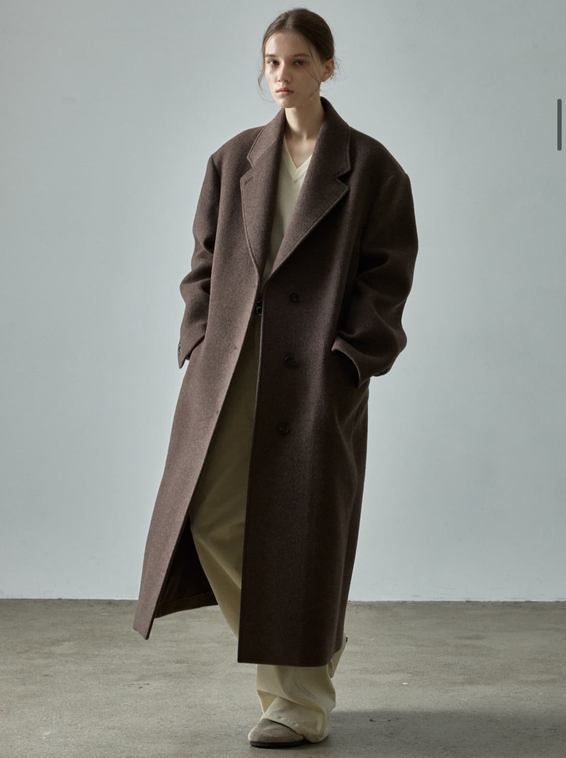 파사드패턴 캐시미어 싱글 코트_melange brown S 새상품 상품이미지2