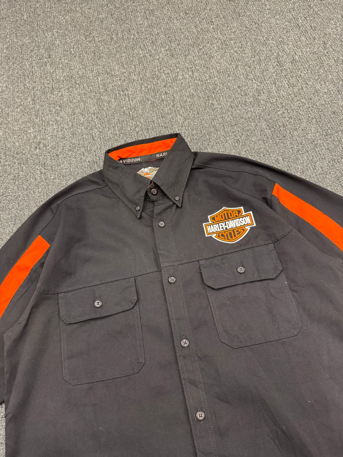 OS)할리데이비슨 빈티지 로고 자수 반팔셔츠 상품이미지3