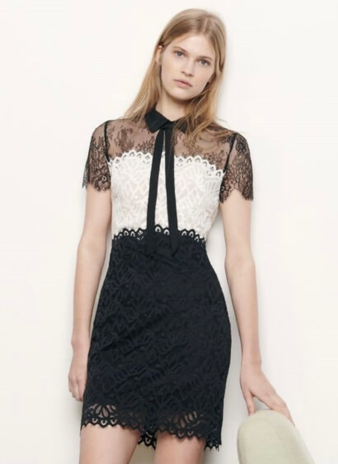 Sandro 로잔 리본 투톤 원피스 55 상품이미지3