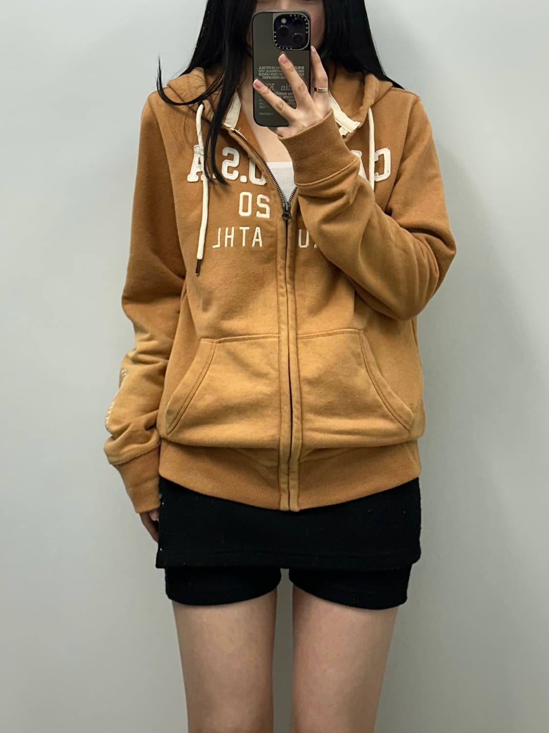 후아유 y2k 와투케 베이지 후드집업 상품이미지1