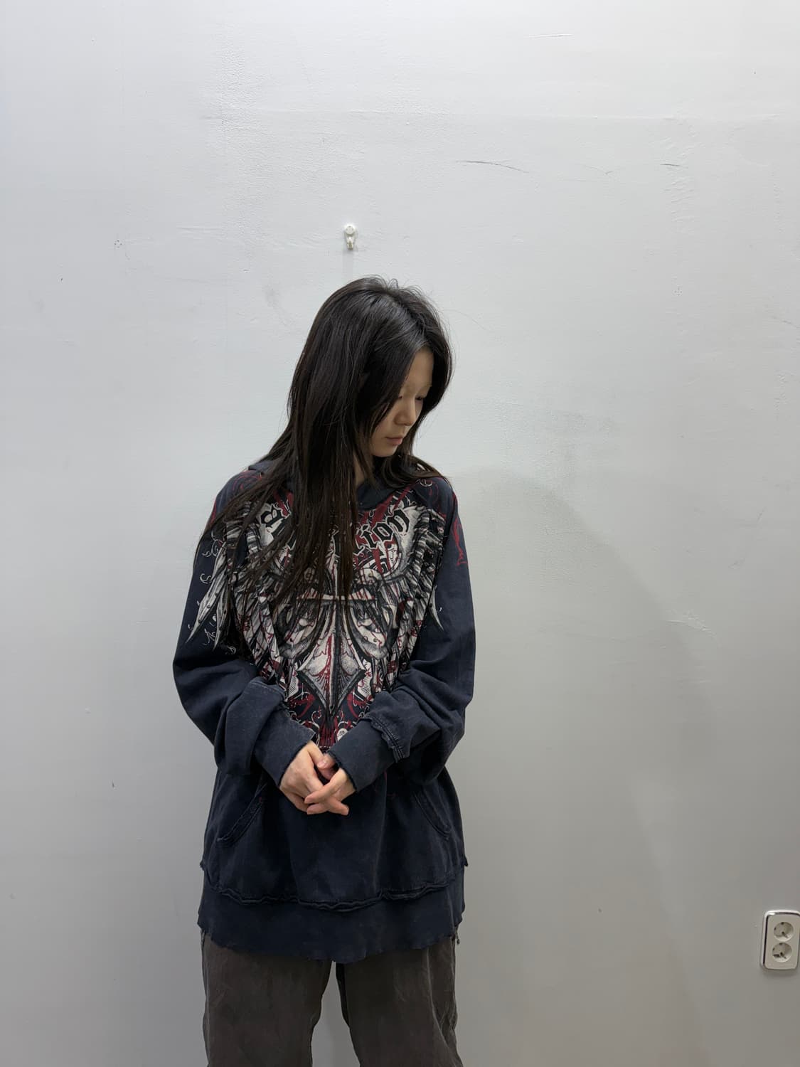 오버핏 그래픽 아트워크 후드티 상품이미지5