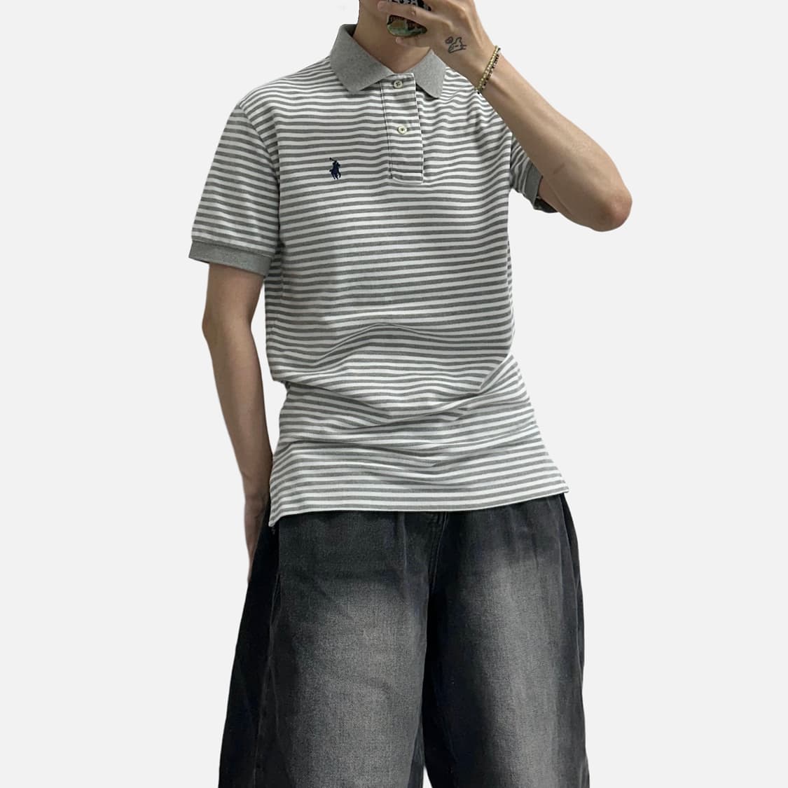폴로 스트라이프 반팔 카라티 피케셔츠 상품이미지1