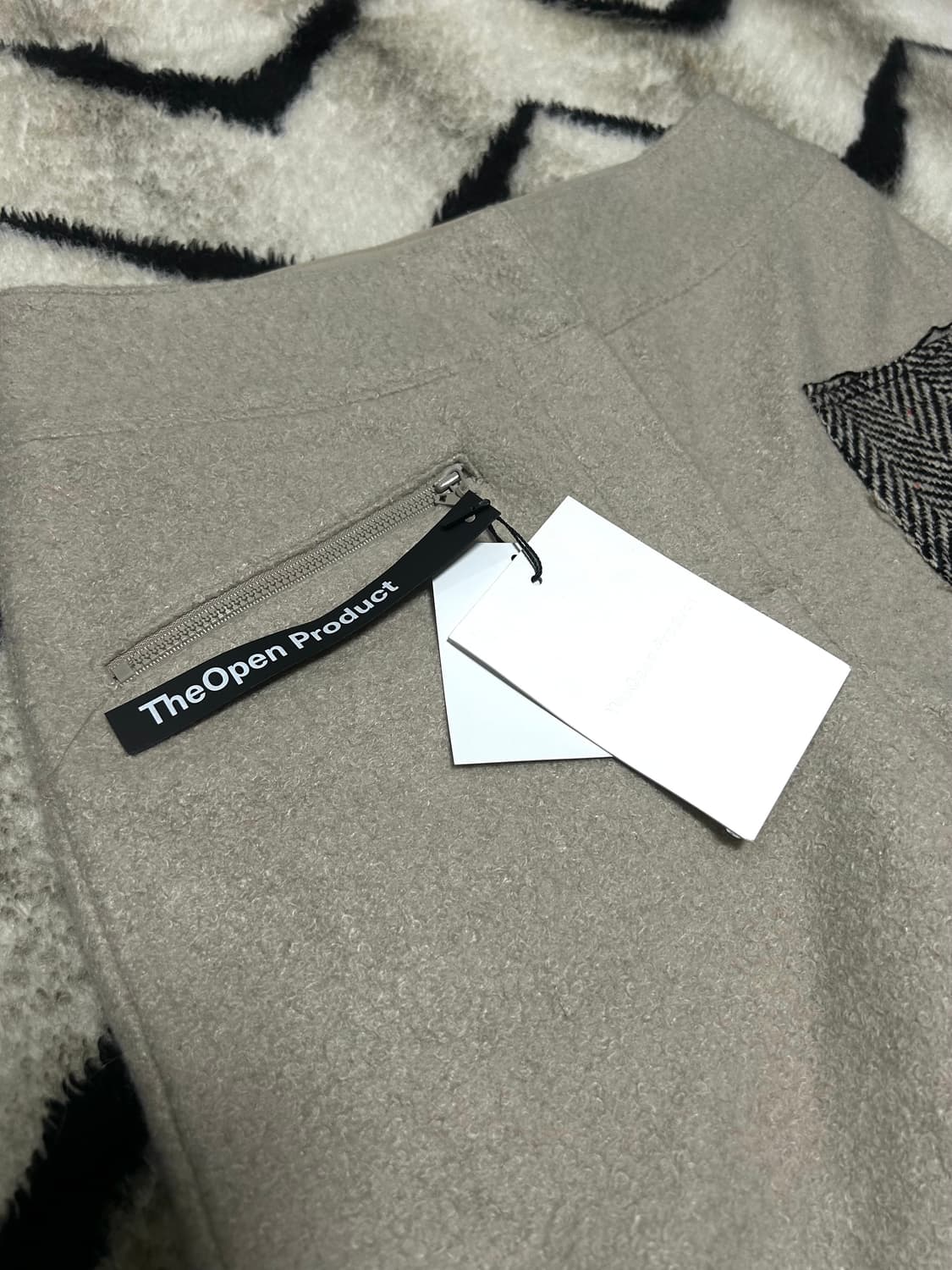 [1]더오픈프로덕트 Raw-Cut 울 패치워크 팬츠/베이지 상품이미지1