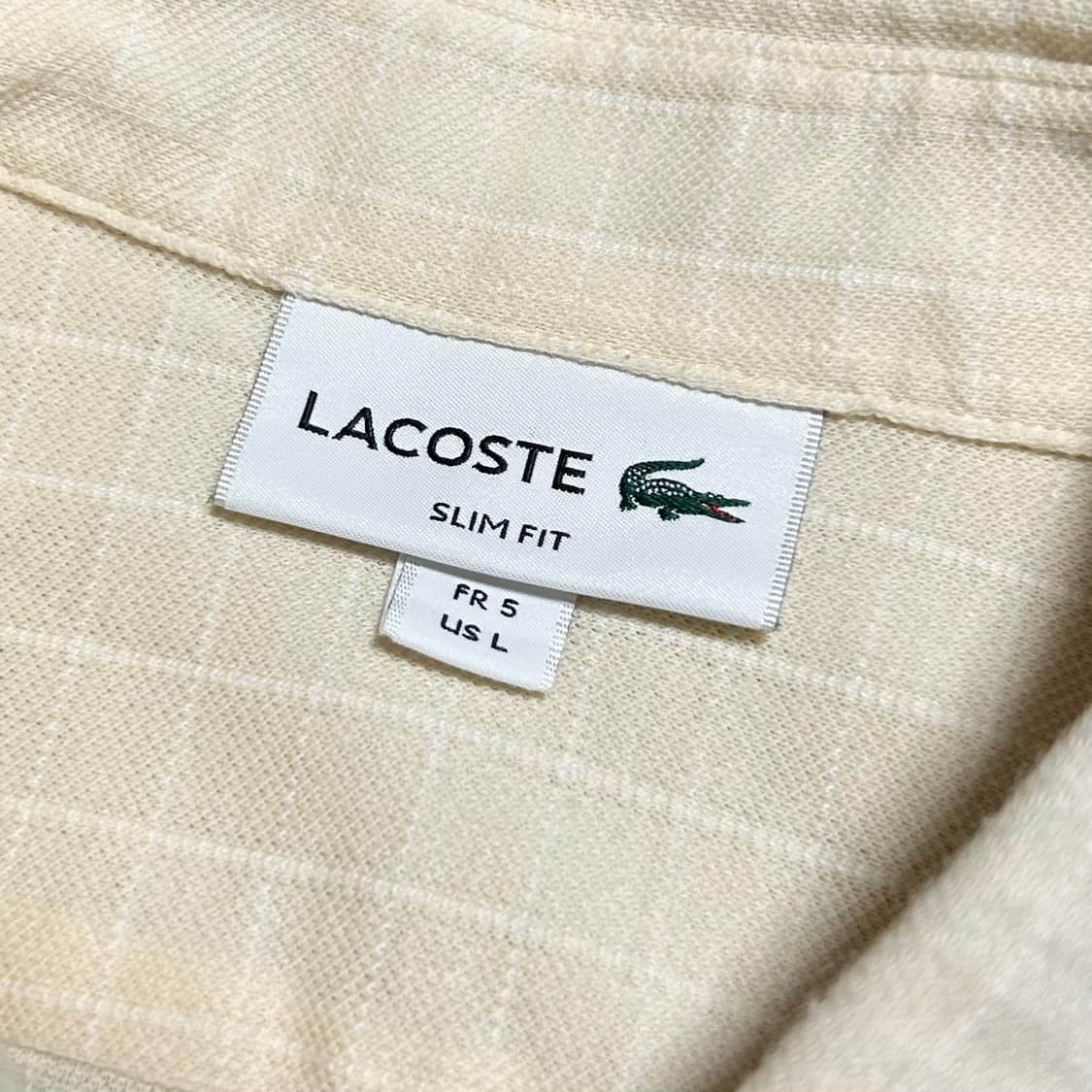[M] Lacoste 라코스테 신형 옐로우 슬림핏 체크셔츠 상품이미지4