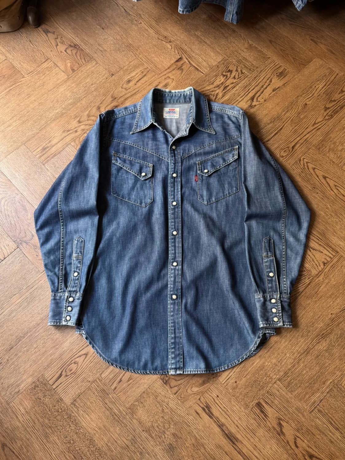 [M]90's 리바이스 빈티지 워싱 버튼다운 데님 웨스턴 셔츠 상품이미지1