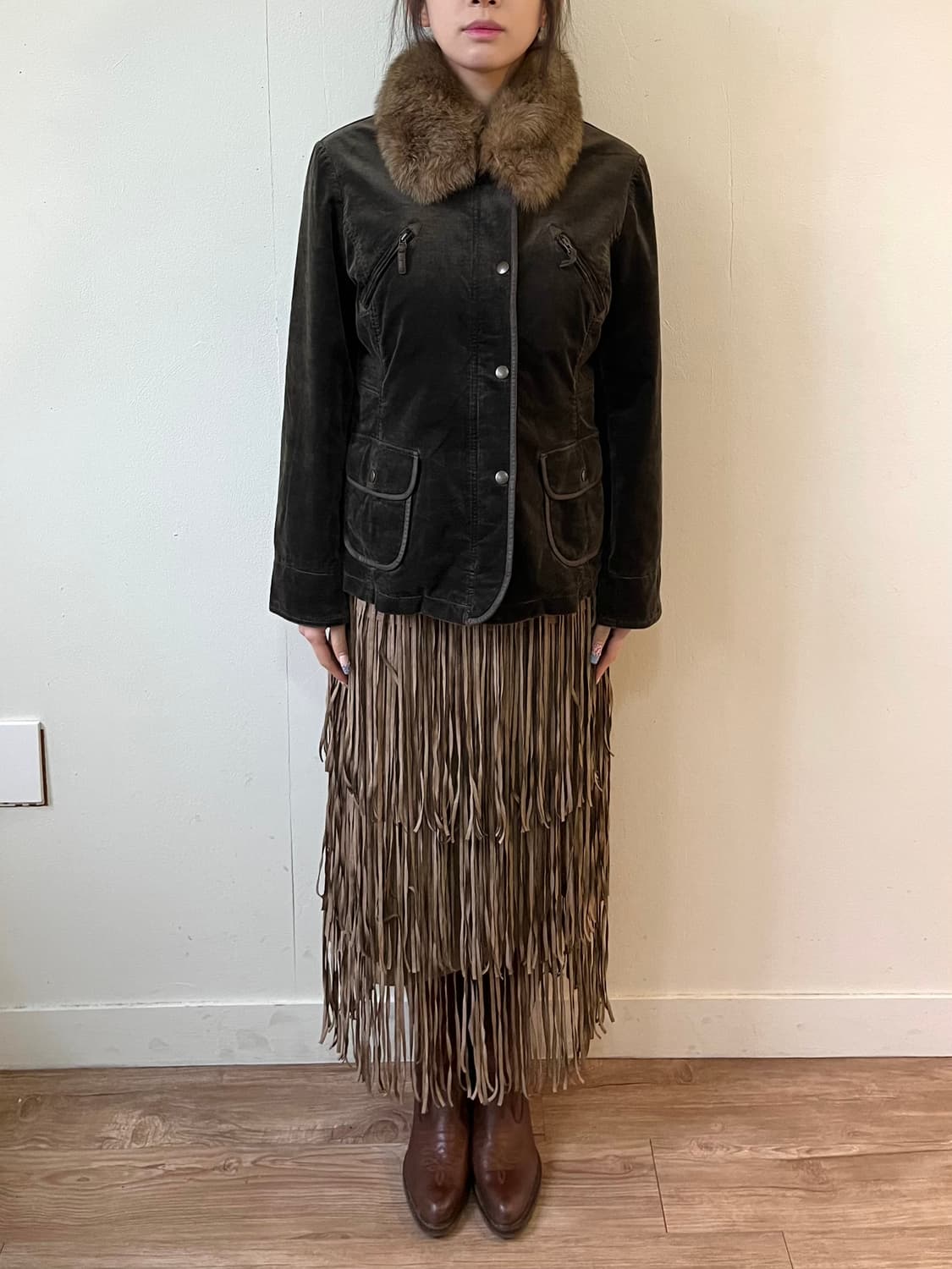 Chris montez 브라운 벨벳 퍼 자켓 상품이미지8