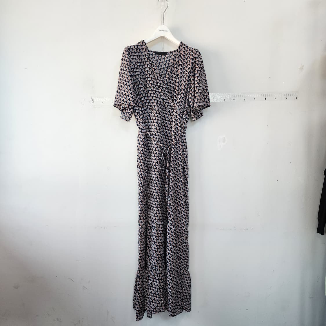 명품 패턴 롱 원피스 랩 스타일 상품이미지1