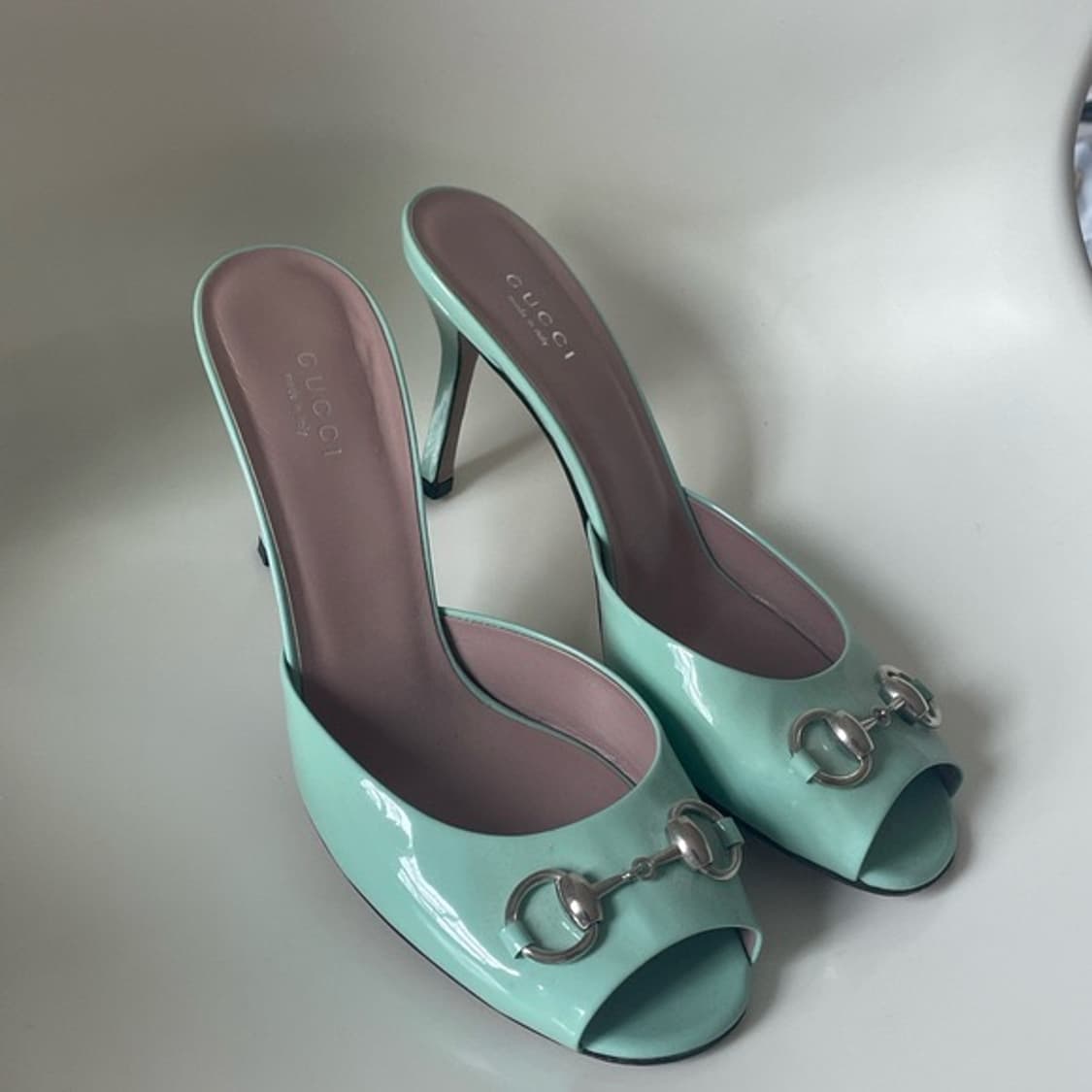 Gucci y2k 구찌 홀스빗 페이던트 민트 뮬 하이힐 37 상품이미지1