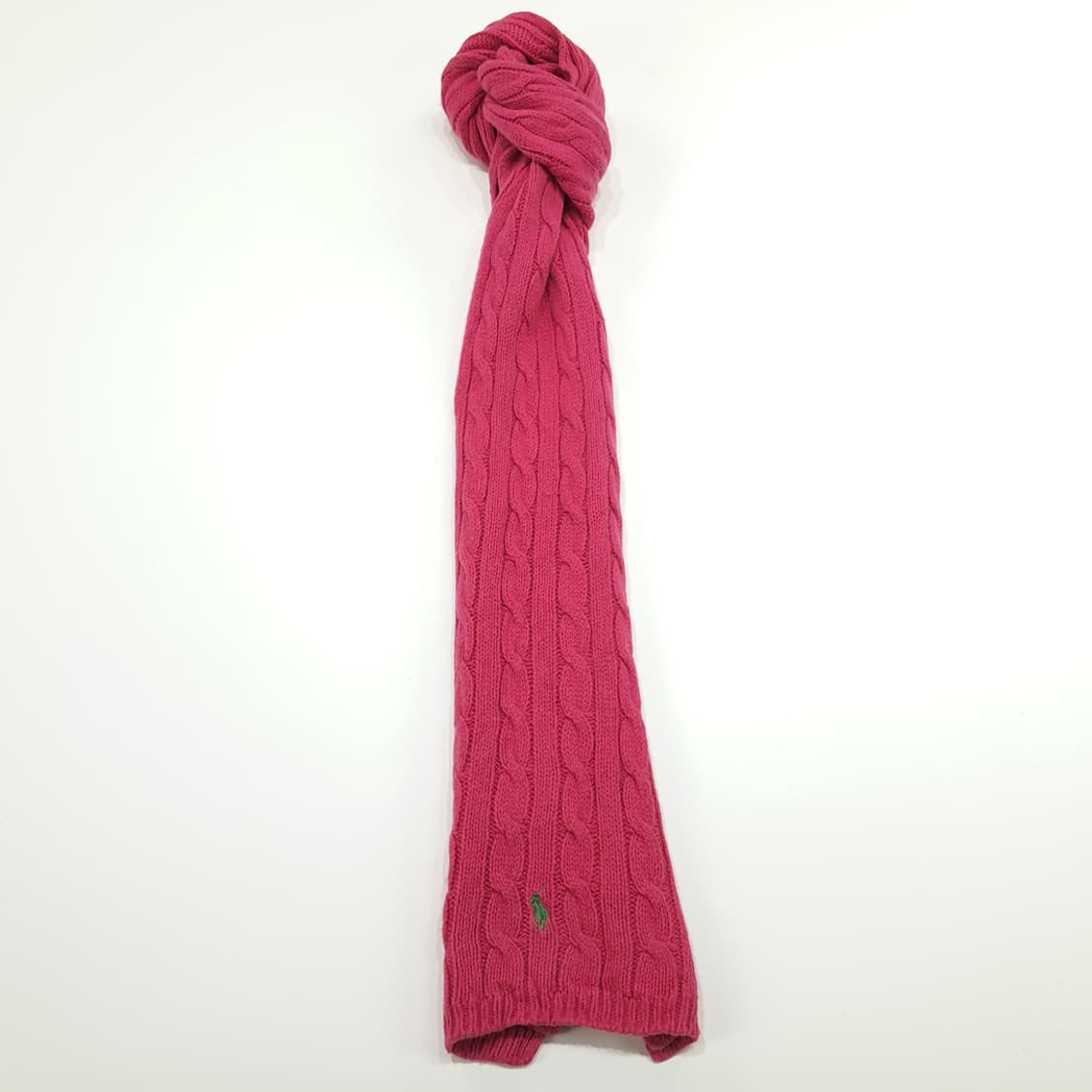 MX284 폴로 랄프로렌 핑크 코튼 울 케이블 니트 목도리 머플러 상품이미지4