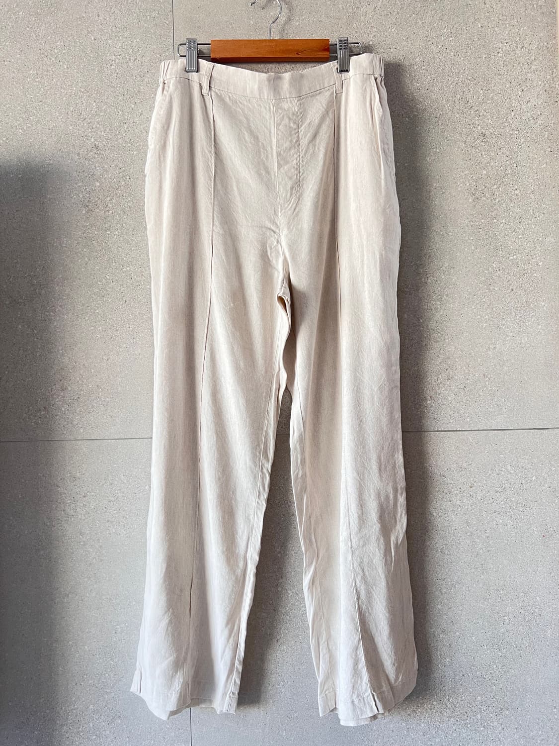 여성 린넨 혼방 세미 와이드 팬츠 아이보리 상품이미지1