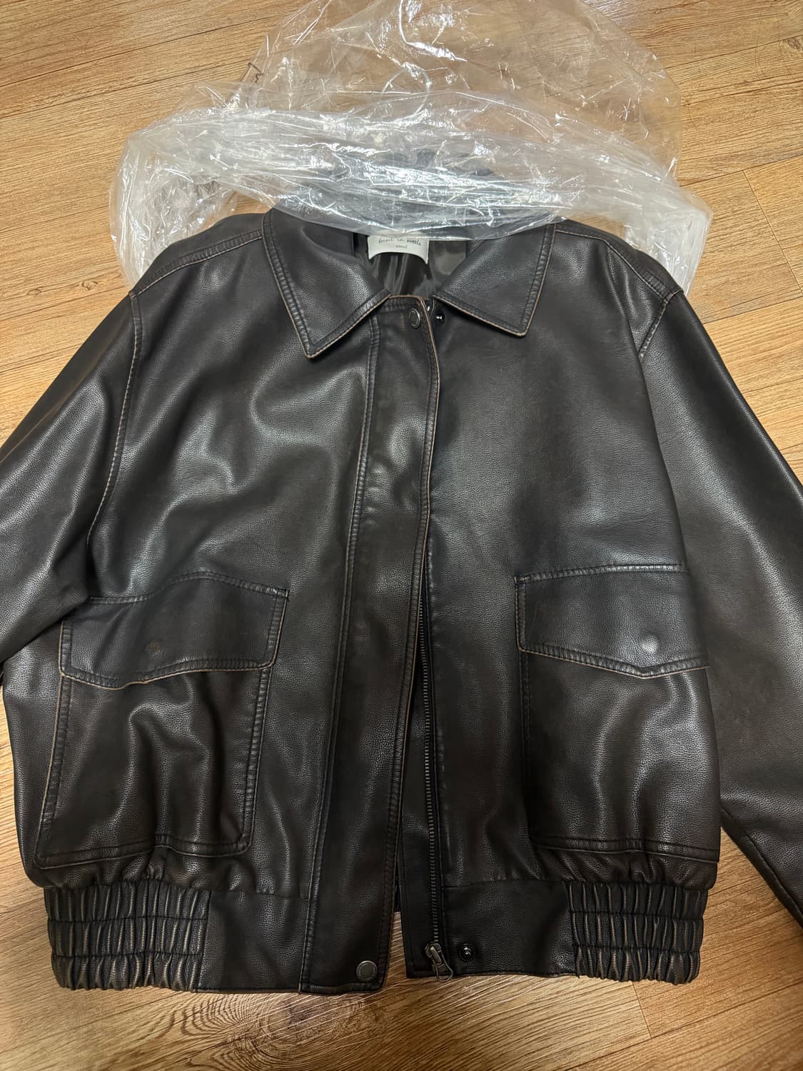 바질인보틀 레더자켓 브라운 상품이미지2