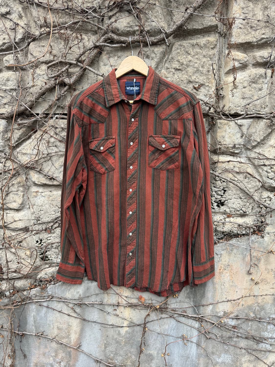 랭글러 빈티지 코튼 스트라이프 웨스턴 셔츠 상품이미지1