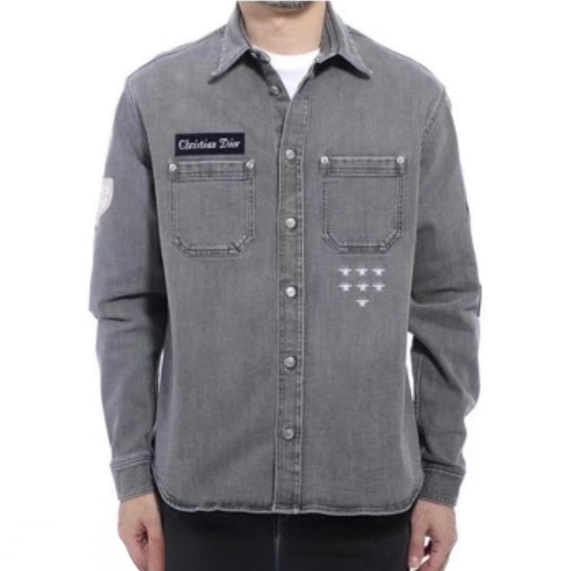 [S+급/39] 디올 Bee자수 로고 데님 셔츠 자켓 그레이 상품이미지7