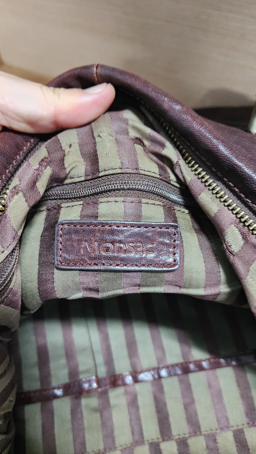 몽삭(Monsac) 가죽 토트백 겸 숄더백 브라운 상품이미지4