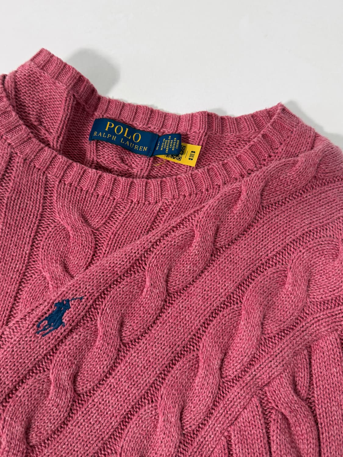 폴로 랄프로렌 루즈핏 신형 QR라벨 핑크 코튼 케이블 니트  Pri 상품이미지3