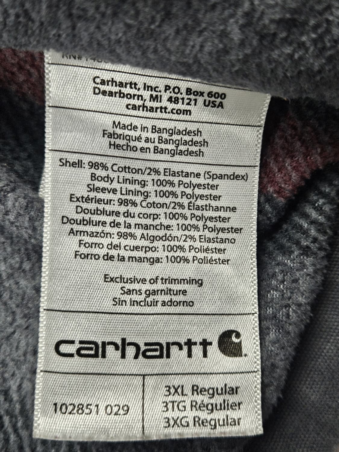 칼하트 헤비 플란넬 안감 워크 셔츠 자켓 ( 3XL ) / 10276 상품이미지9