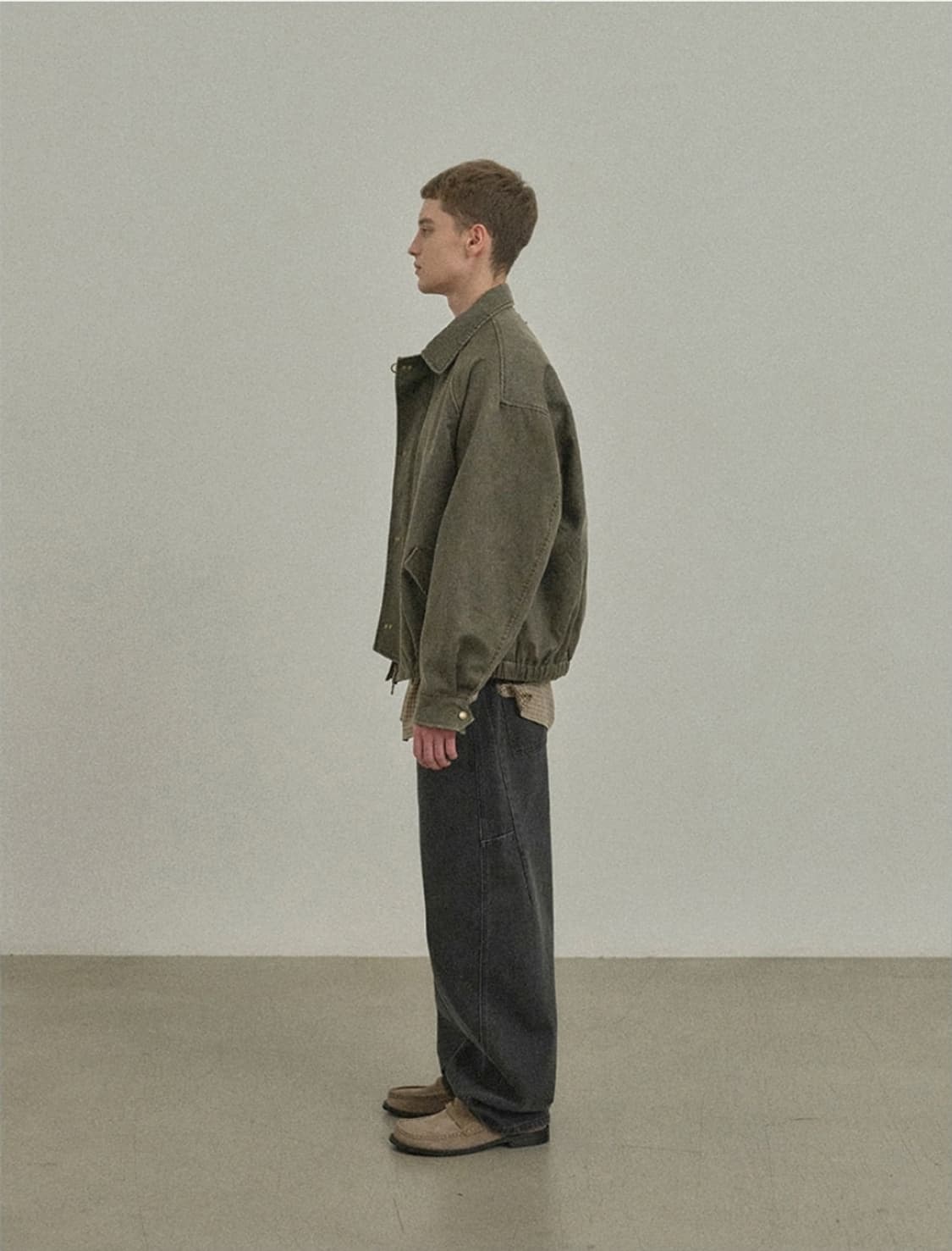 아크블루 비건 레더 블루종 자켓 crack brown M 상품이미지7